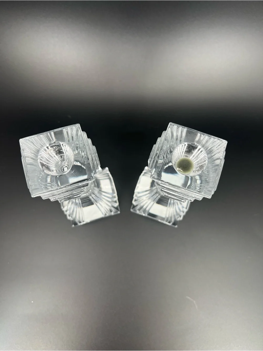 Mikasa City Lights Lead Crystal Candlestick Holders Pair